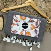Light Grey Handloom Khadi Cotton Saree With White Colour Print Blouse
